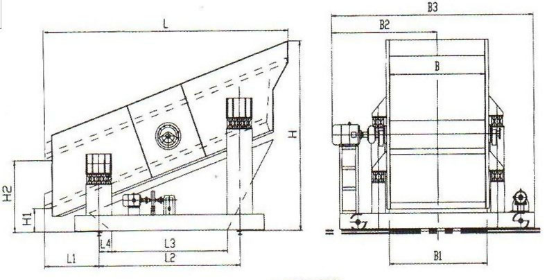 YK1545圆振动筛外形结构图